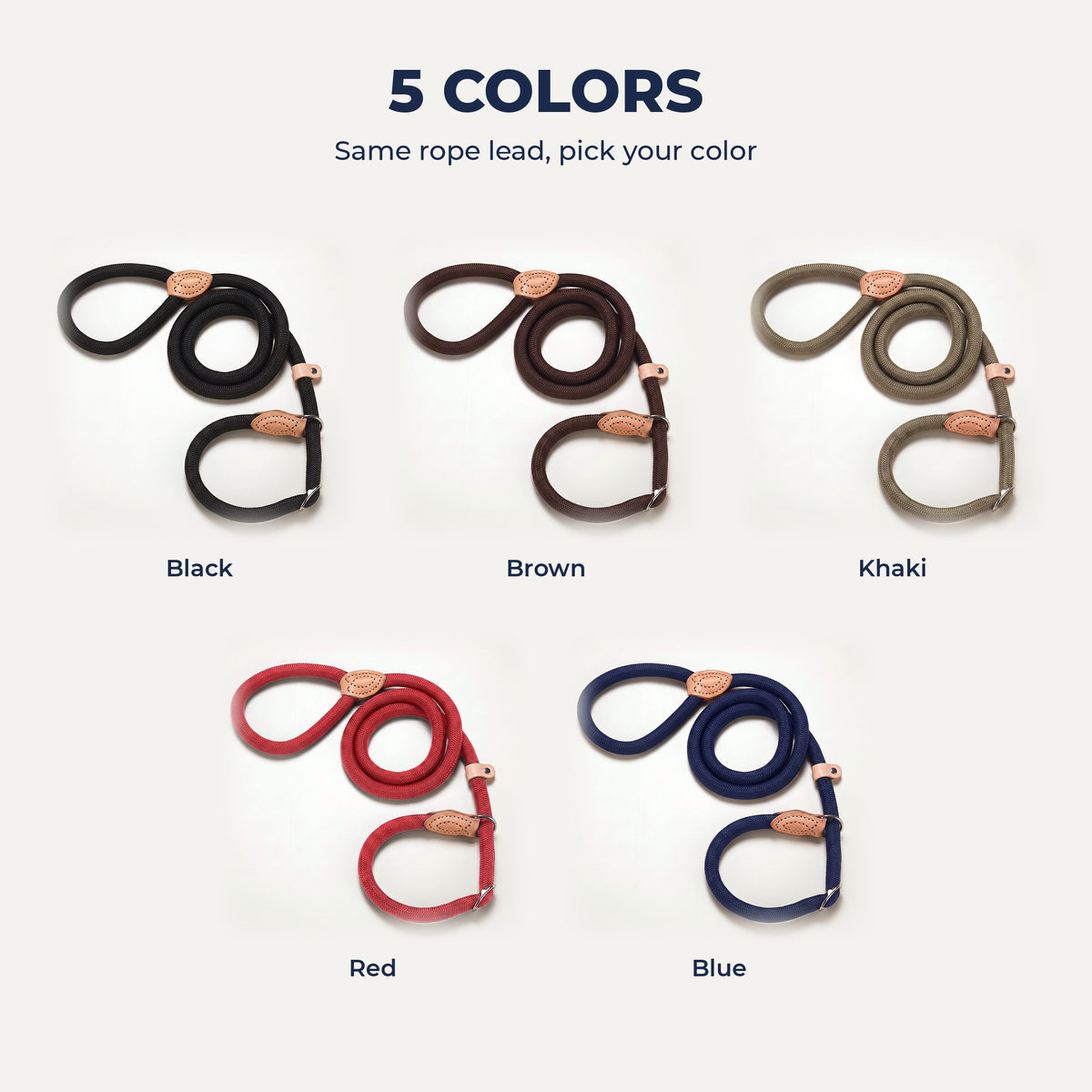 Rope slip lead in five colors
