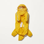 Yellow rain suit laid flat