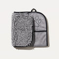 Grey chenille paw towel with hand pockets