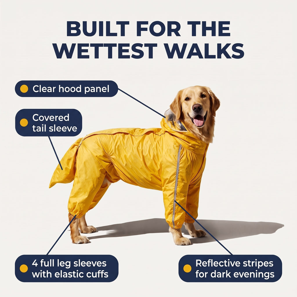 Rain suit features infographic