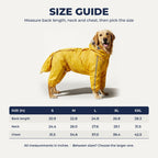 Rain suit size guide S to XXL in inches