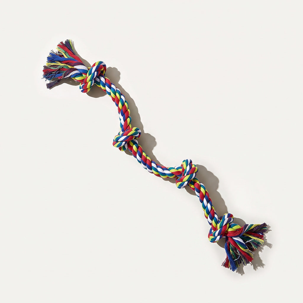 Multicolor 30 inch knotted rope tug toy