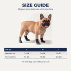 Paw cover size chart S to L by paw width