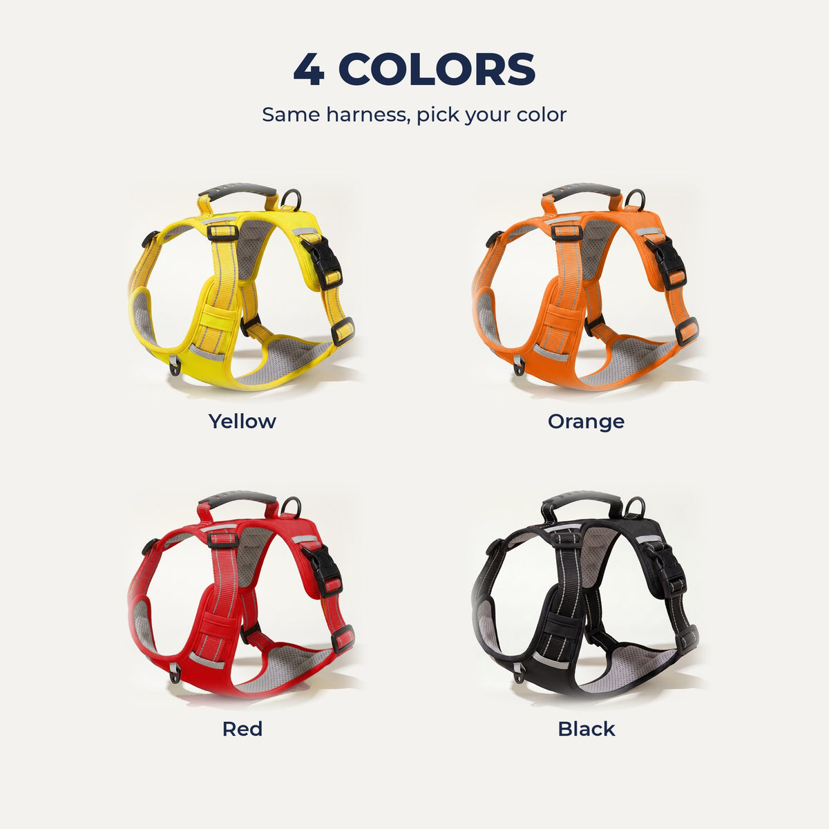 Hi-vis harness in yellow, orange, red and black