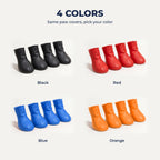 Rubber paw covers in black, red, blue and orange