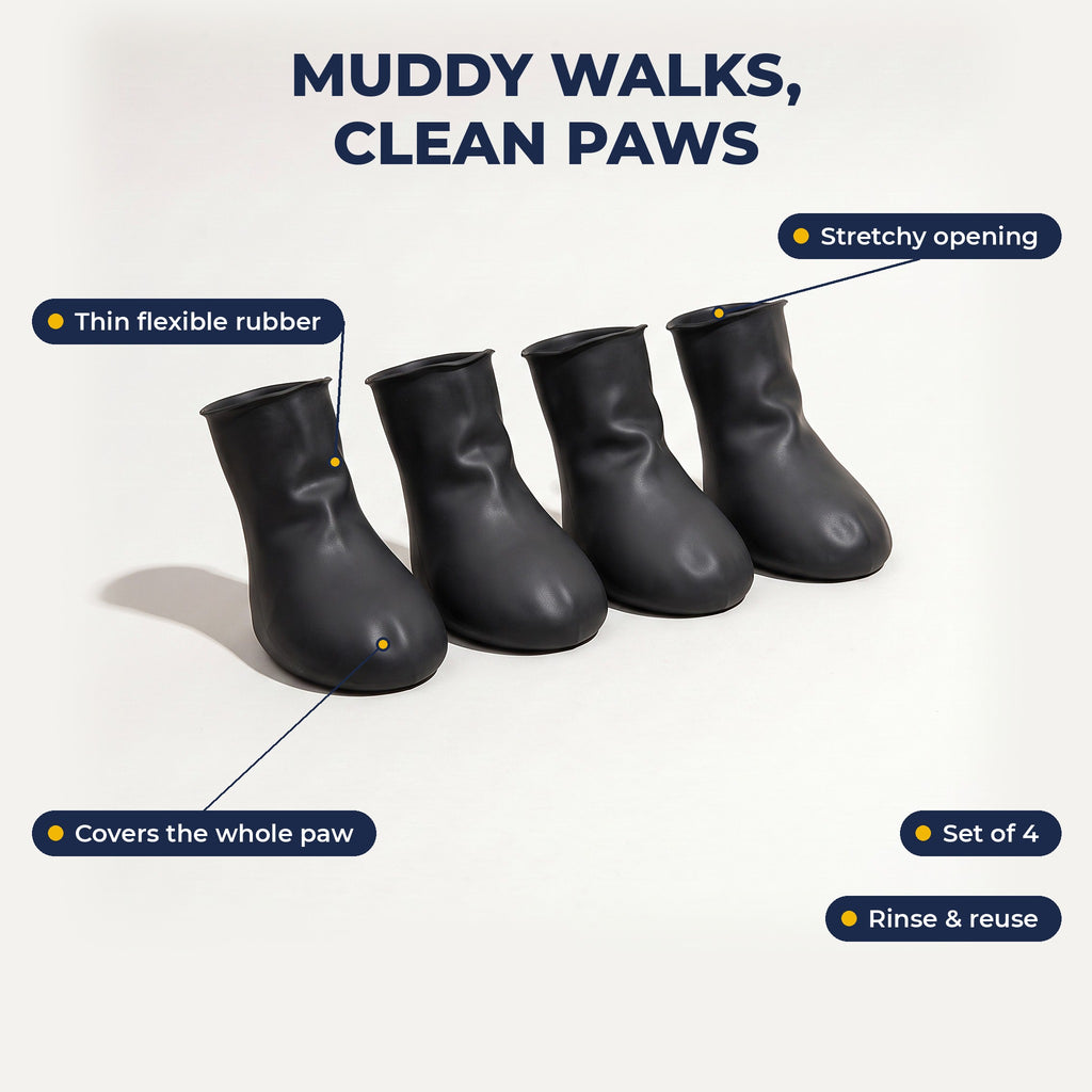 Paw cover features: stretchy opening, thin flexible rubber, covers the whole paw