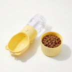 Detachable food cup filled with kibble