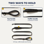 Two ways to hold: top handle for everyday walks, traffic handle for crossings