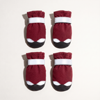 Red reflective winter dog boots, set of four