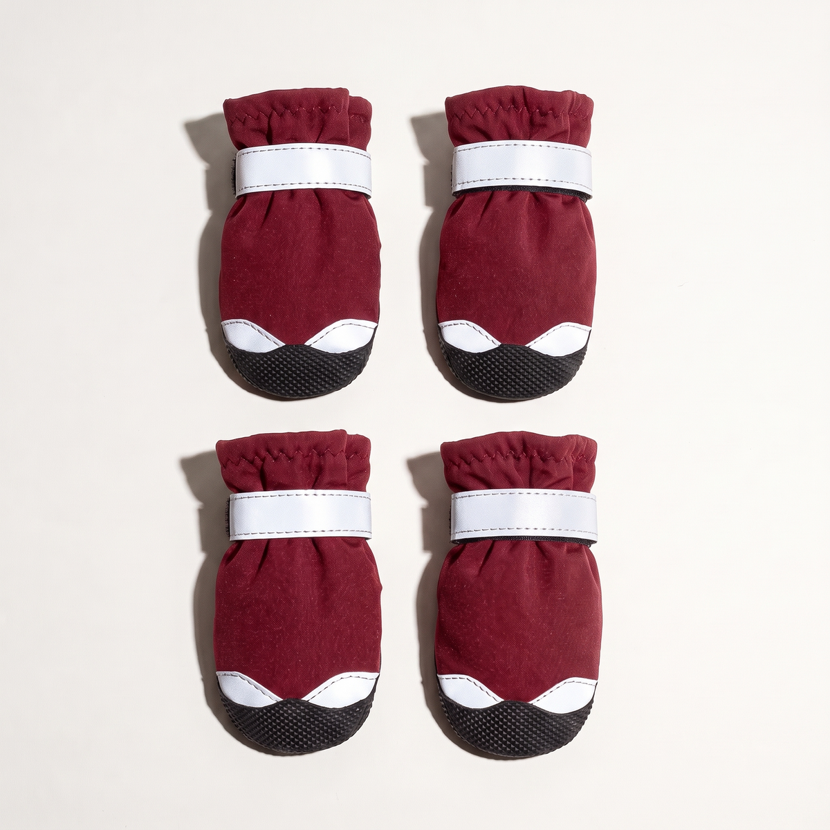 Red reflective winter dog boots, set of four