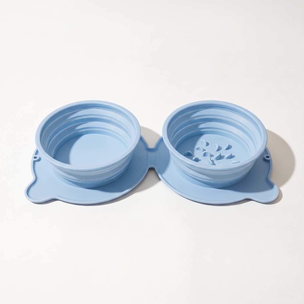 Sky Blue collapsible double travel bowl