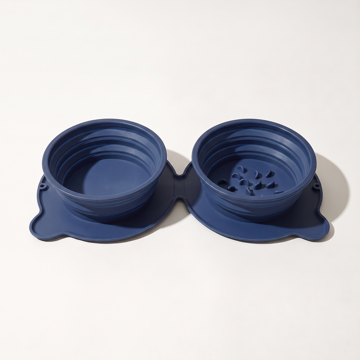 Dark Blue collapsible double travel bowl