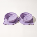 Purple collapsible double travel bowl