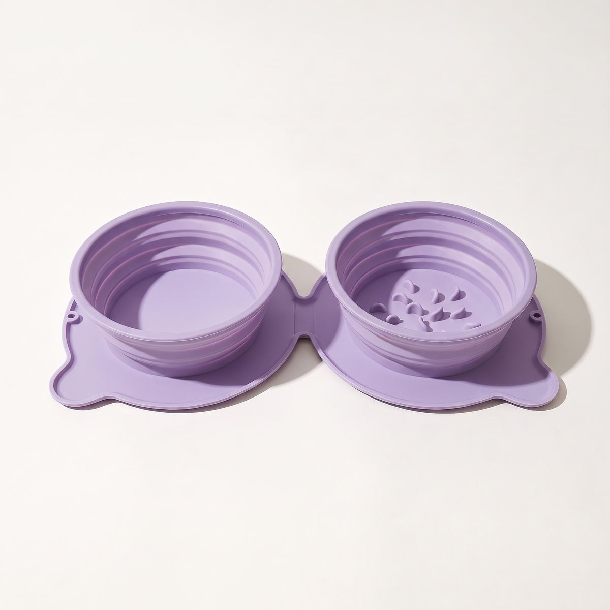 Purple collapsible double travel bowl