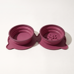 Magenta collapsible double travel bowl