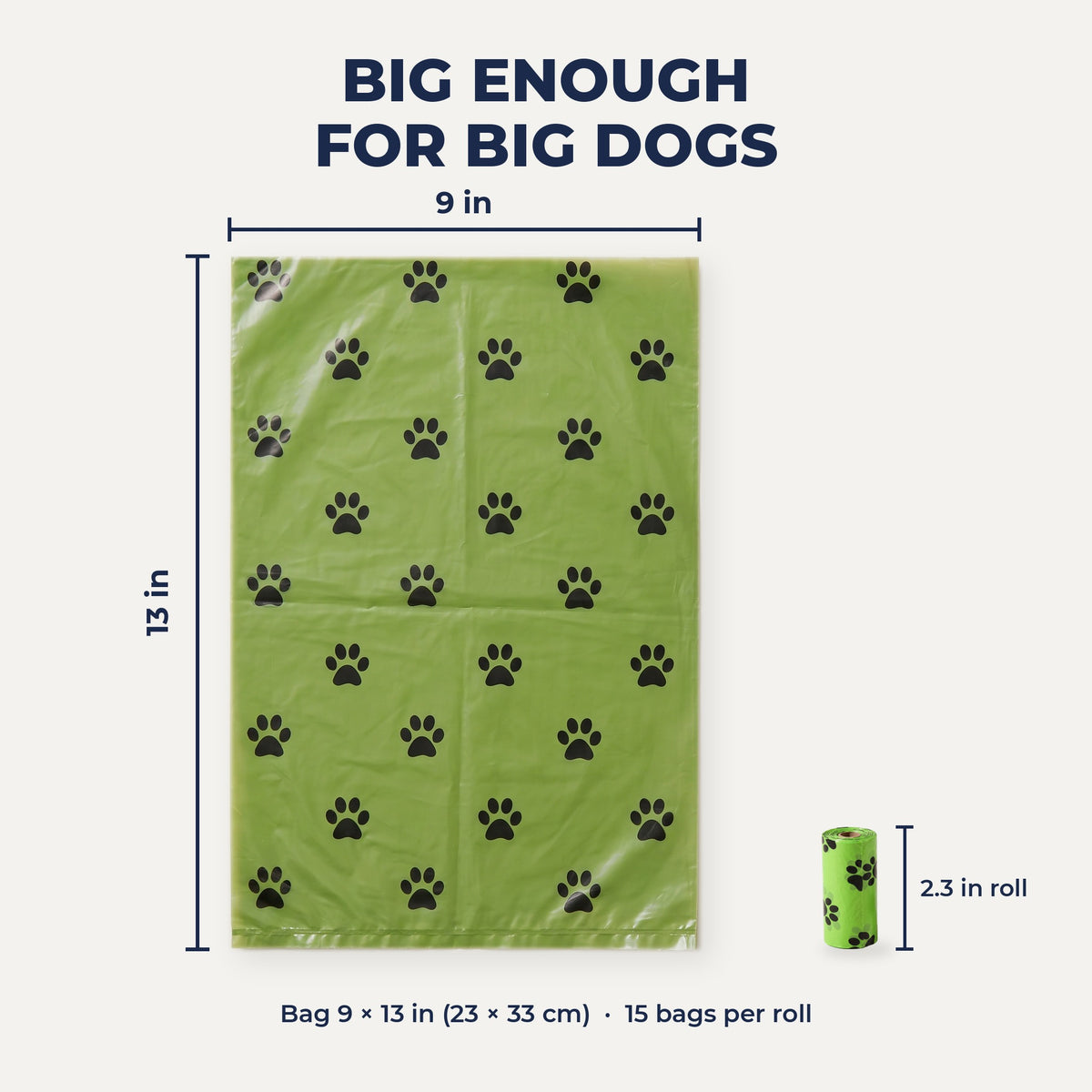Bag size 9 x 13 inches, 15 bags per roll