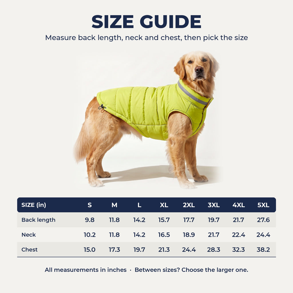 Jacket size guide S to 5XL in inches