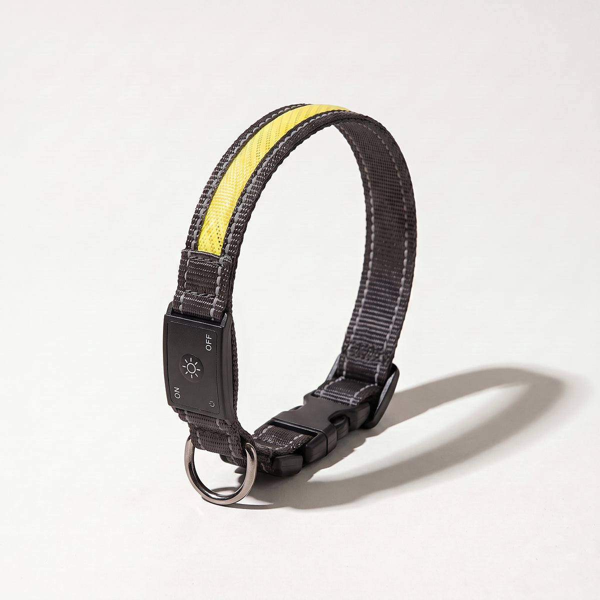 Yellow rechargeable LED dog collar with USB-C