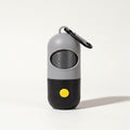 Gray and black LED poop bag holder with carabiner
