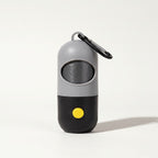 Gray and black LED poop bag holder with carabiner
