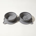 Gray collapsible double travel bowl