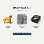 Rainy Day Kit: full-body rain suit, paw and face towel, waterproof car blanket